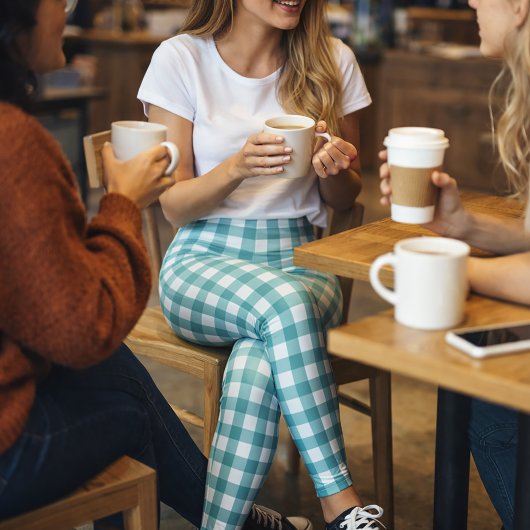 Tüpfelblau-weißes Gingham-Karomuster Leggings