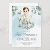 Tüpfelchen Kleine Blau-Weiße Blume Salbei Einladung (Vorne/Hinten)