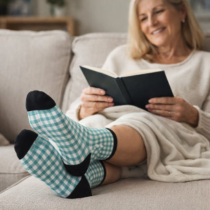 Tüpfelgrün-weißes Gingham-Karomuster Minimal Socken