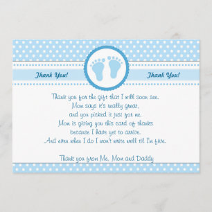 Tupfen-Babyparty danken Ihnen, blauen Jungen zu Dankeskarte