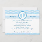 Tupfen-Babyparty danken Ihnen, blauen Jungen zu Dankeskarte (Vorderseite)
