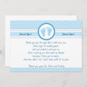 Tupfen-Babyparty danken Ihnen, blauen Jungen zu Dankeskarte (Vorne/Hinten)