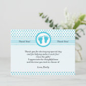 Tupfen-Babyparty danken Ihnen, Unisexaqua zu Dankeskarte (Stehend Vorderseite)