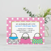 Tupfen-Geldbeutel-Handtaschen-Einladung Einladung (Stehend Vorderseite)