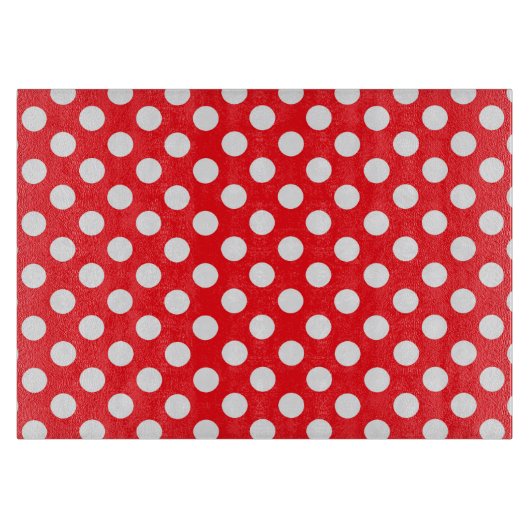 Tupfen-Glasschneiden-Brett - Rot auf Weiß Schneidebrett (Vorderseite)