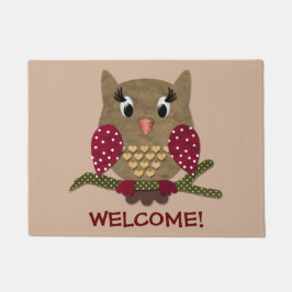 Tupfen-Herz-Eulen-Willkommen Fußmatte