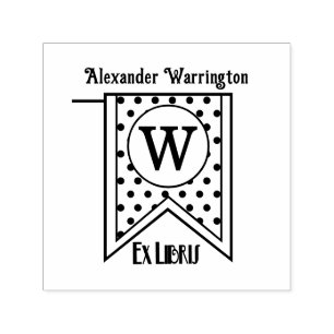 Tupfen Initial Banner Monogramm Ex Libris Buch Permastempel