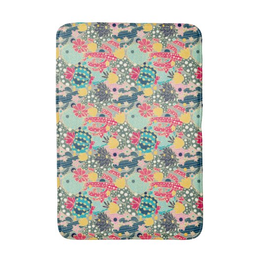 Tupfen-Kaktus-Muster des Monogramm-| buntes Badematte (Vorderseite Vertikal)