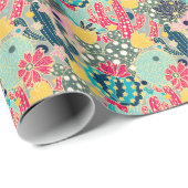 Tupfen-Kaktus-Muster des Monogramm-| buntes Geschenkpapier (Rolleneckpunkt)