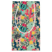 Tupfen-Kaktus-Muster des Monogramm-| buntes Kleine Geschenktüte (Vorderseite)