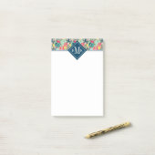 Tupfen-Kaktus-Muster des Monogramm-| buntes Post-it Klebezettel (Auf Schreibtisch)