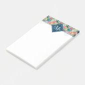 Tupfen-Kaktus-Muster des Monogramm-| buntes Post-it Klebezettel (angewinkelt)