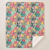 Tupfen-Kaktus-Muster des Monogramm-| buntes Sherpadecke (Vorderseite)