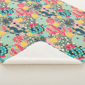 Tupfen-Kaktus-Muster des Monogramm-| buntes Sherpadecke (3/4)