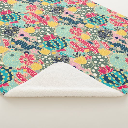 Tupfen-Kaktus-Muster des Monogramm-| buntes Sherpadecke (3/4)