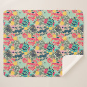 Tupfen-Kaktus-Muster des Monogramm-| buntes Sherpadecke (Vorderseite (Horizontal))