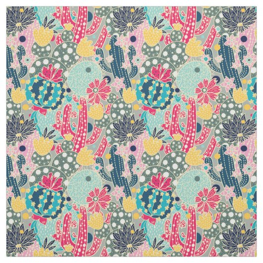 Tupfen-Kaktus-Muster des Monogramm-| buntes Stoff (Muster)