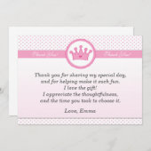 Tupfen-Mädchen Prinzessin-Thank You Card Pink Dankeskarte (Vorne/Hinten)