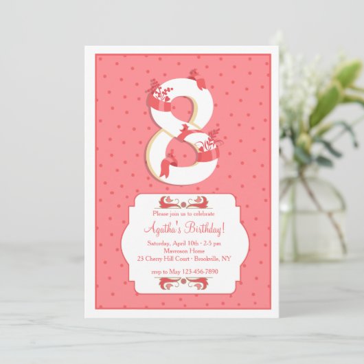 Tupfen Nuber 8 Einladung (Stehend Vorderseite)