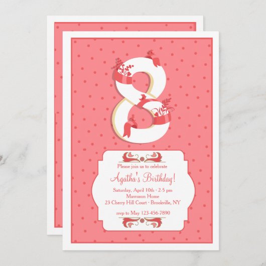 Tupfen Nuber 8 Einladung (Vorne/Hinten)