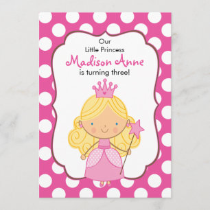 Tupfen-Prinzessin Birthday Invitation Blonde Einladung