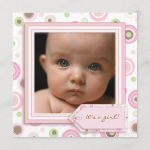 Tupfen-rosa süße Baby-Geburts-Mitteilung Ankündigung