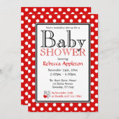 Tupfen-rote Babyparty-Einladungen Einladung (Vorne/Hinten)