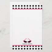 Tupfen u. Retro rosa Sonnenbrille Briefpapier (Vorne/Hinten)