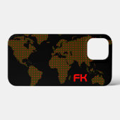 Tupfen-Weltkarte-Rotinitialen Case-Mate iPhone Hülle (Rückseite (Horizontal))