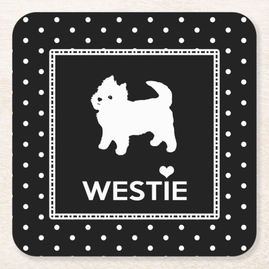 Tupfen Westie Hunde - Westhochland-Terrier Rechteckiger Pappuntersetzer (Vorderseite)