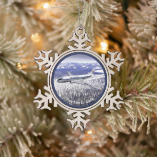 Tupolev (Т у о е в) Tu-104 Airliner Schneeflocken Zinn-Ornament
