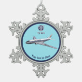 Tupolev (Т у о е в) Tu-104 Airliner Schneeflocken Zinn-Ornament (Vorderseite)