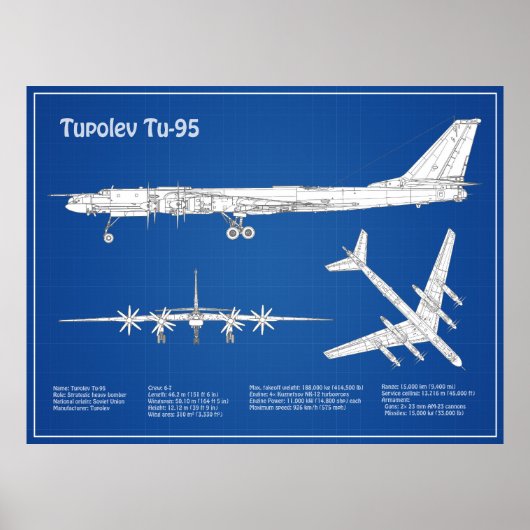 Tupolev Tu-95 - Flugzeugkonzepte ABD Poster (Vorne)