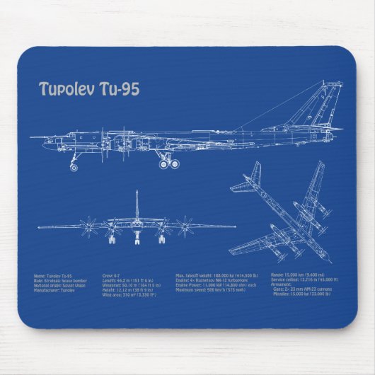 Tupolev Tu-95 - Flugzeugkonzepte AD Mousepad (Vorne)