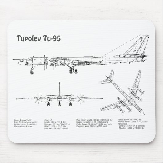 Tupolev Tu-95 - Flugzeugkonzepte BD Mousepad (Vorne)