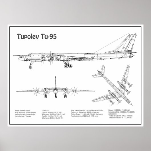Tupolev Tu-95 - Flugzeugkonzepte BD Poster (Vorne)