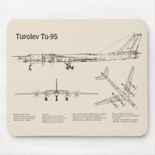 Tupolev Tu-95 - Flugzeugkonzepte SD Mousepad (Vorne)
