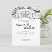 Tupper Manor Massachusetts Custom Venue Einladung (Stehend Vorderseite)