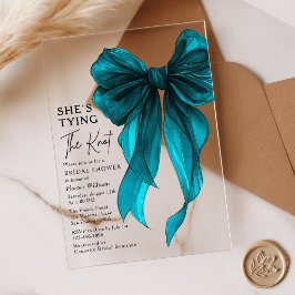 Tuquoise Bow She's Tying The Knot Bridal Shower Acryleinladungen