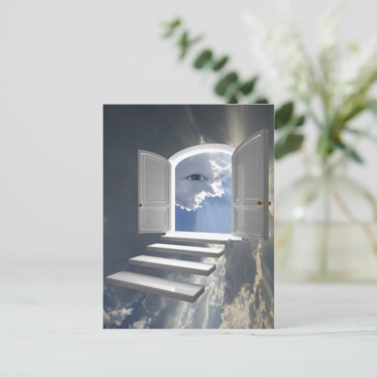 Tür auf einem mystischen Auge geöffnet Postkarte (Stehend Vorderseite)