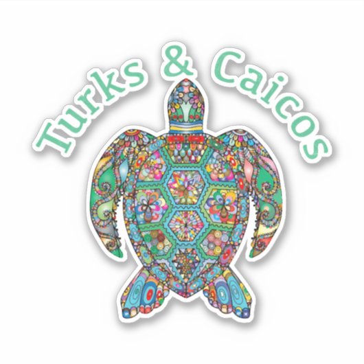 Tur Caicos Tribal Turtle Aufkleber (Vorderseite)