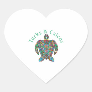 Tur Caicos Tribal Turtle Herz-Aufkleber