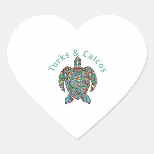Tur Caicos Tribal Turtle Herz-Aufkleber (Vorderseite)