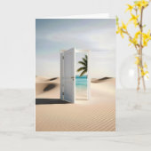 Tür in einer Wüste mit tropischer Landschaft Karte (Gelbe Blume)