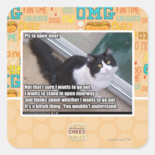 Tür öffnen quadratischer aufkleber (Vorderseite)