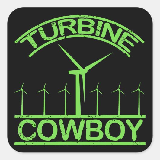 Turbine Cowboy Quadratischer Aufkleber (Vorderseite)