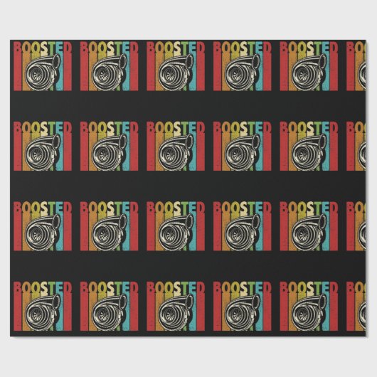 Turbo Car Boost Boosted Turbocharger Auto X Retro Geschenkpapier (Flach)