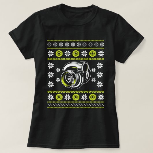 Turbo Car Mechanik Matching Ugly Christmas Racing T-Shirt (Design vorne)
