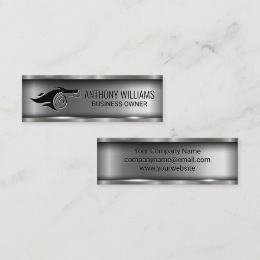 Turbo Fire Metallic Brushed Industrial Mini Visitenkarte (Vorne/Hinten)