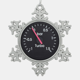 "Turbo-Messgerät" Entwurfsgeschenke und -produkte Schneeflocken Zinn-Ornament